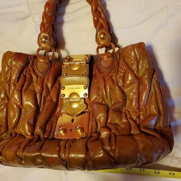 Miu Miu Metelasse Prada Leather purse hobo crossbody pink red yellow orang green - Picture 11 of 14